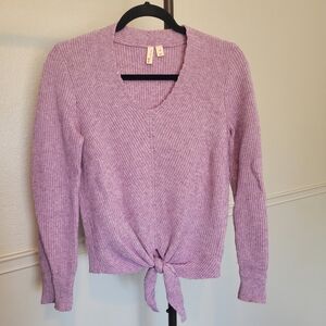 Moth by Anthropology Lilac Knit Tie Front Scoop Neck Sweater Women's X-Small